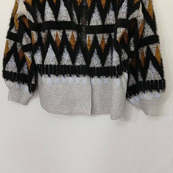 New Direction Silver Heather Chevron Cardigan Mom Sweater - Picture 5 of 11